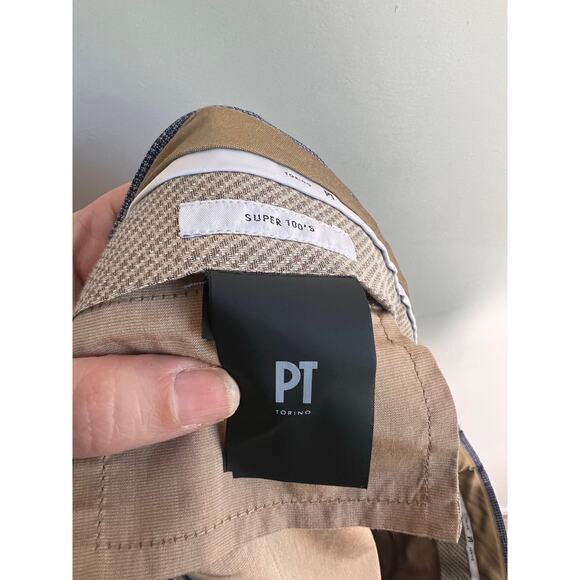 PT Torino Super 100's Fleece Wool Gentleman Fit Trouser Pants Blue Men's Size 54 - Picture 11 of 14